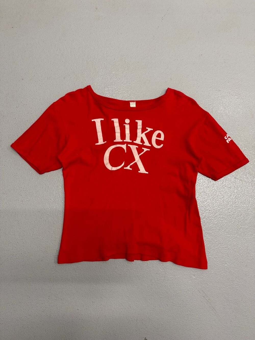 Vintage 80s Red Cathay Pacific Airlines Promo Baby Ringer Tee